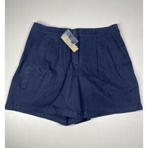 J Crew 5" Pleated Heritage Chino Short Womens 2 Navy Blue Cotton Shorts